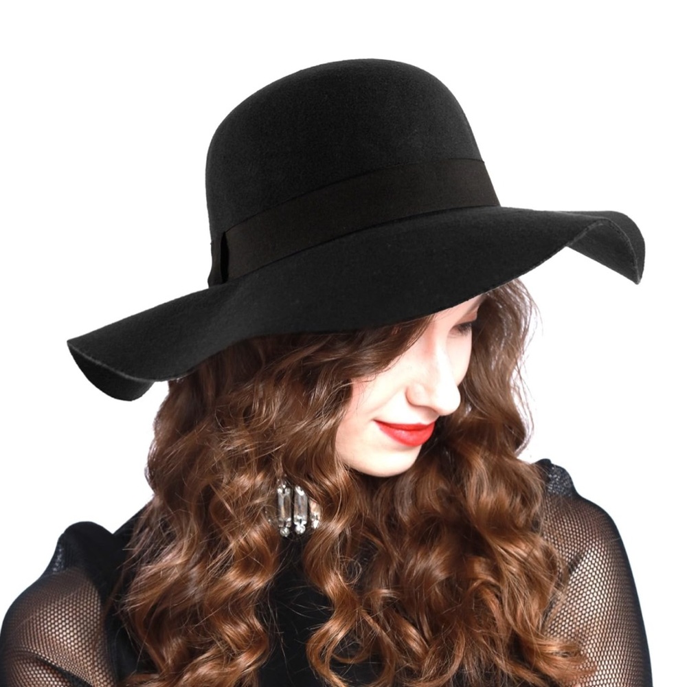 COPY - Accessorize Black Floppy Wool Hat